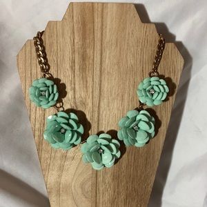 Teal flower necklace